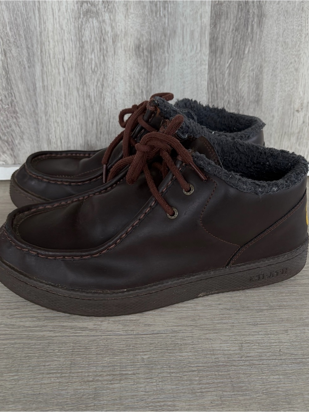 IPath Cats Leather Shoes Sneaker Mens 12 Chukka Skate Brown Y2K Fur Lined